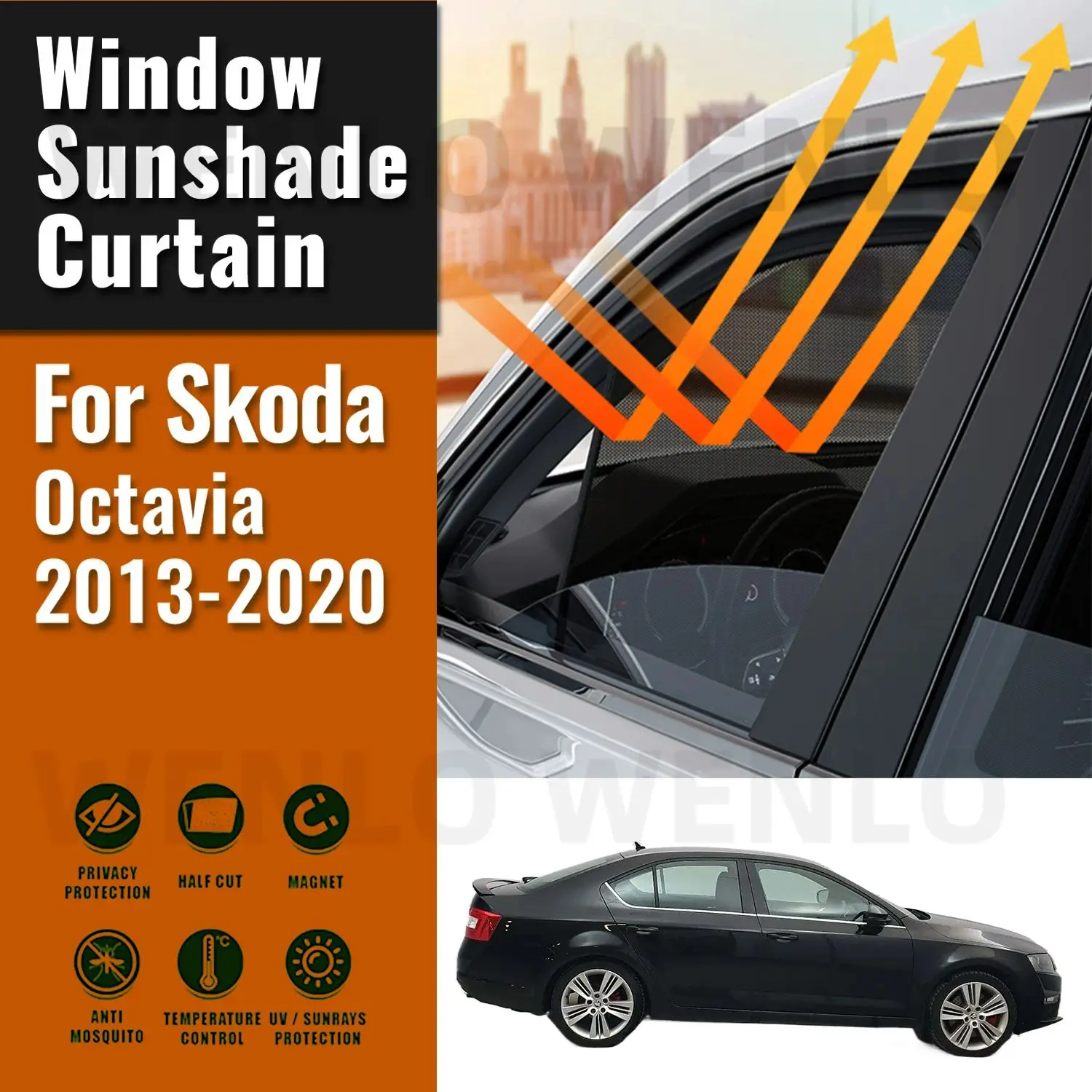 For Skoda Octavia 5E 2013-2020 Car Side Window Sunshade Windshield Magnetic Sun Shade Solar Protection Parasol Children Curtains