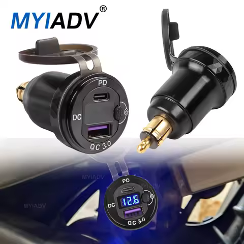 QC3.0 USB PD Type C Motorcycle Charger Power Adapter With Switch Hella DIN Socket For BMW R1300GS ADV R12 R1200GS R1250GS F800ST