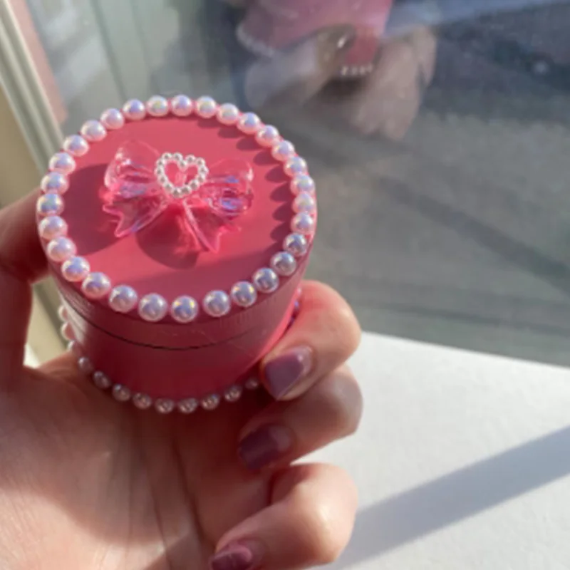 Cute Pink 55 MM Pearl Design Herb Grinder Custom Grinder 1Set 40mm Coquette Bow Grinder with Glass Kitchen Accessories