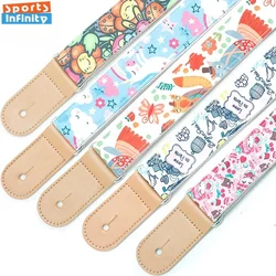 New Little Fresh Cartoon Guitar Strap Printed Colorful Belt Electric Wood Guitar Ukulele Universal Guitar Accessories