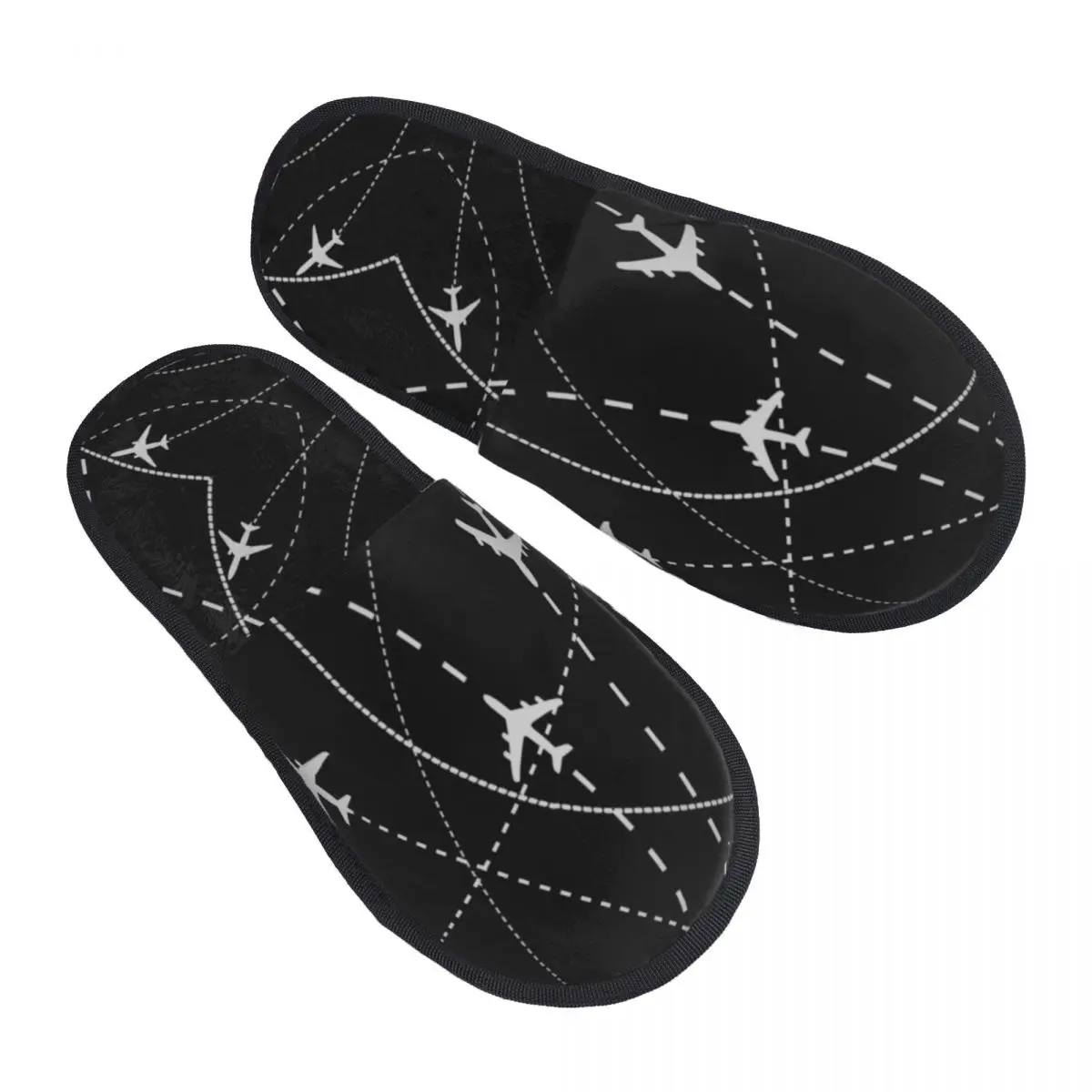 Custom Pilot Aircraft Night Flight Routes Memory Foam Slippers Women Comfy Warm Air Traffic Controllers House Slippers