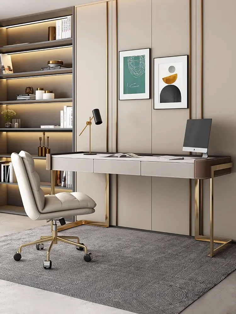

N19 Affordable Luxury Style Stone Plate Desk Chair Combination Modern Simple Home Desk Computer Desk