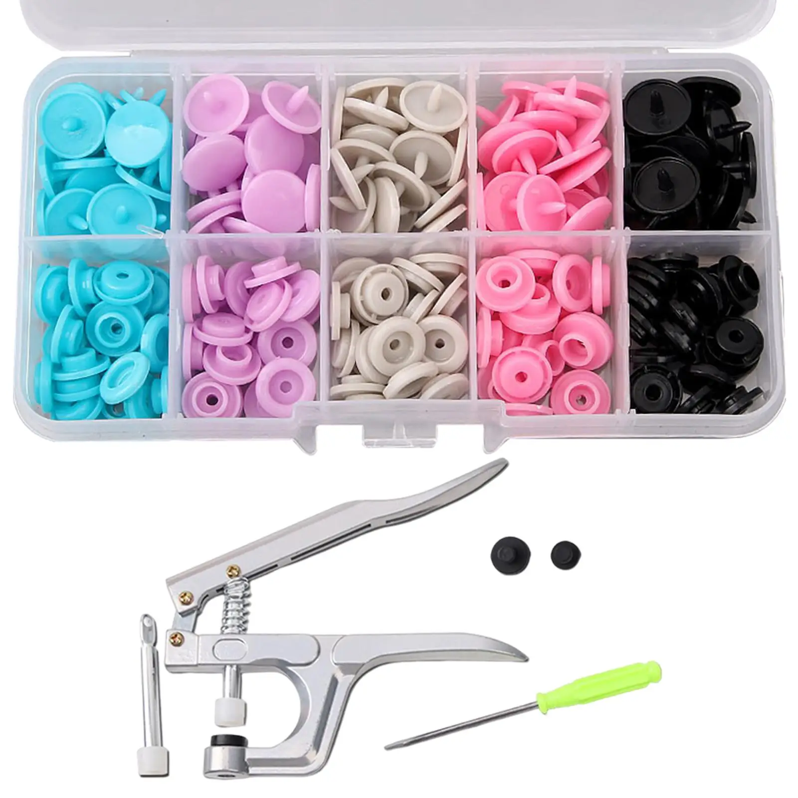 Professional Snap Fastener Kit with Heavy Duty Pliers for Plastic Snaps T3 T5 T8 Sewing Crafting Tools for Tailors Hobbyists