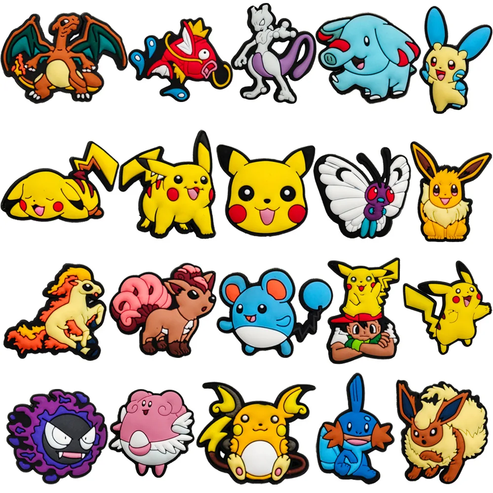 20/27pcs Pokemon Series Shoe Charms for Crocs DIY Shoe Decorations Accessories Shoe Decorations for Sandal Decorate Kids Gift