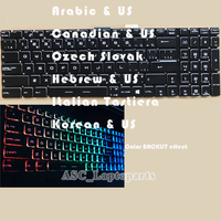 New Arabic Canadian Czech Hebrew Italian Korean Keyboard for MSI GP62 7RDX GP62 7REX GP62M 7RDX Black Colorful BACKLIT, Crystal