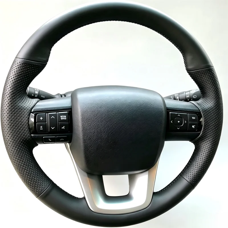 For 2016-2019 Toyota Fortuner 2015-2019 Hilux custom-fit hand-stitched car steering wheel cover lightweight breathable