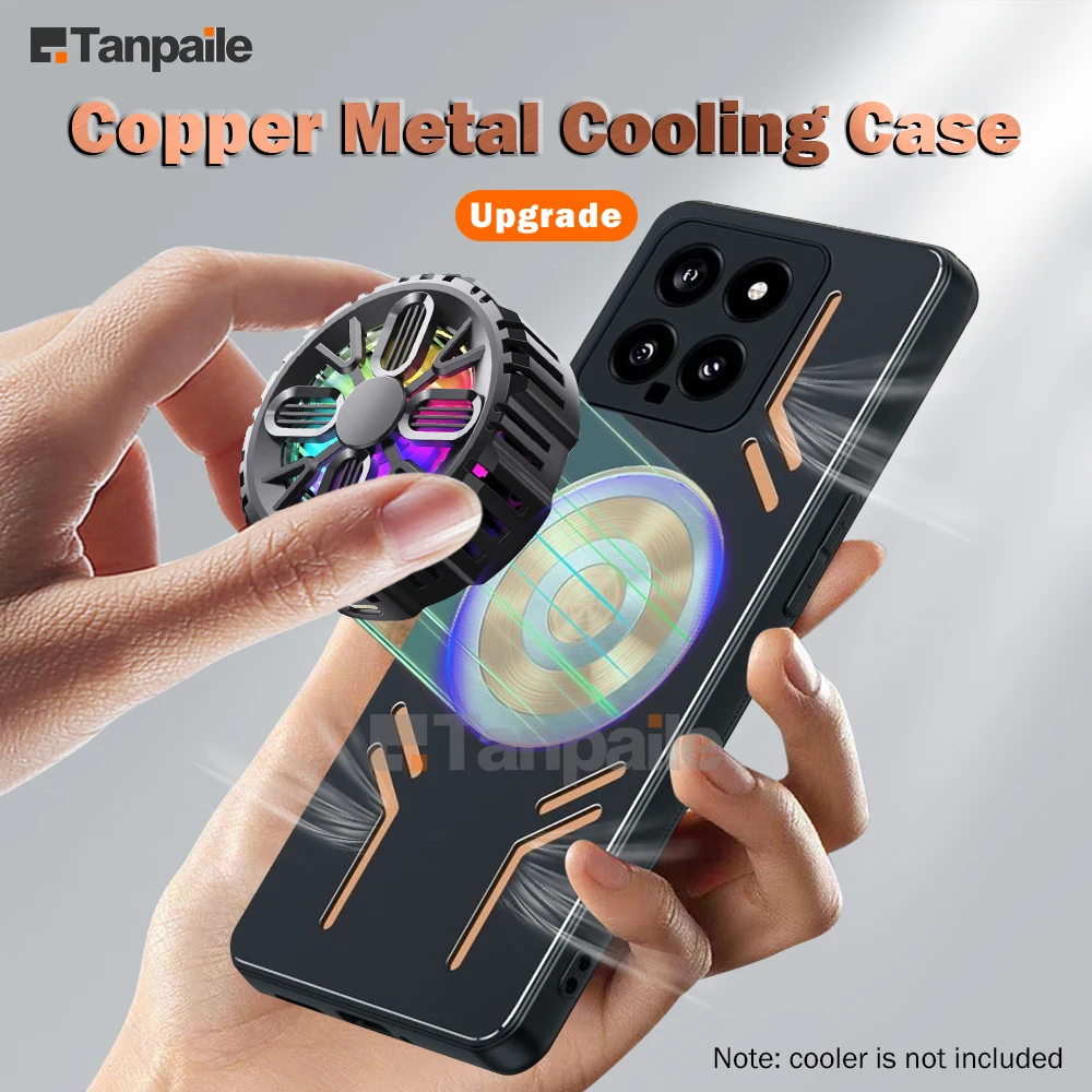 Tanpaile- Copper Metal Cooling Case For Xiaomi 14 Pro 13 13T 12 12S 12X 12T 11 Ultra CASE Shockproof Heat Dissipation FUNDA