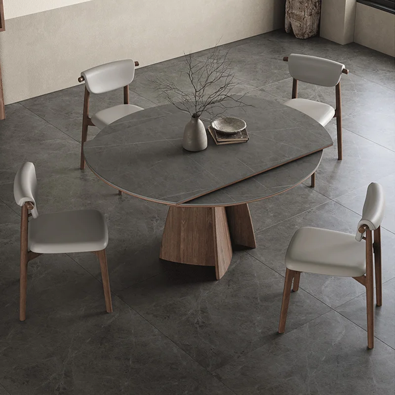 

Modern Extendable Transformable Home Dining Table Space-Saving Scalable Restaurant Round Tables Luxury Kitchen Dining Room Table