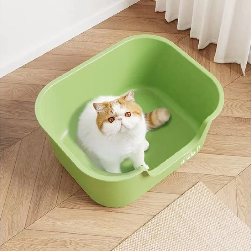 Large Litter Box Semi-Closed Toilet Removable Plastic Pet Supplies Open Basin