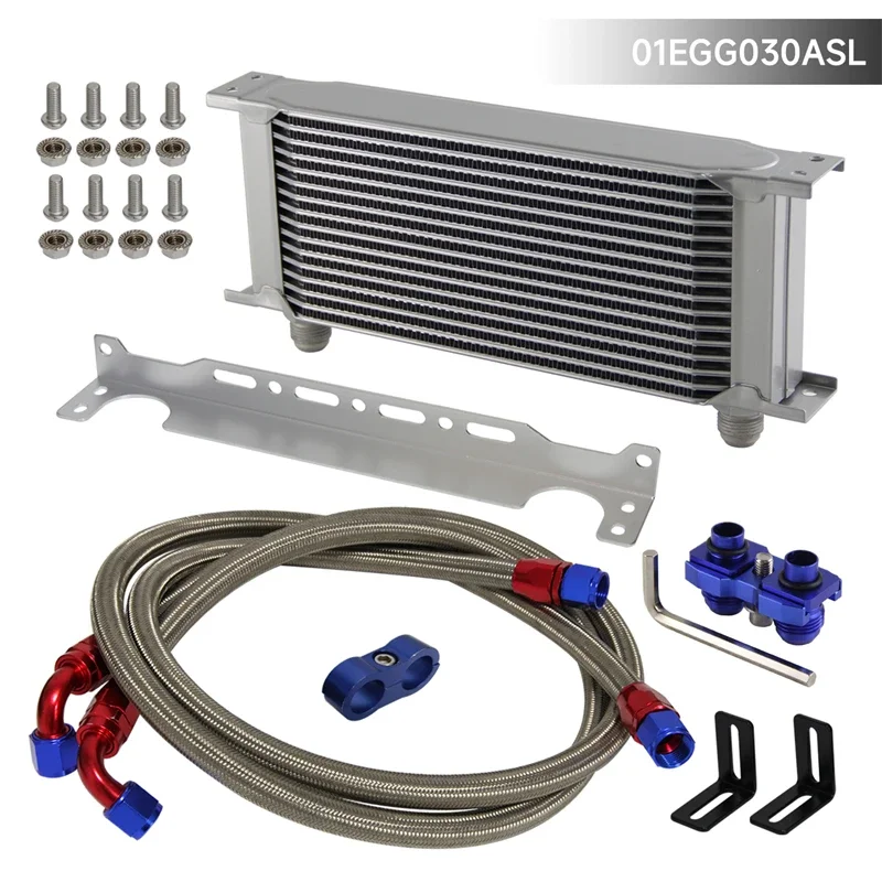 Oil Cooler Kit Fit AN10 16 Row For BMW E82 135i E36 E46 M3 E90 E92 E93 335i 335xi Black/Silver