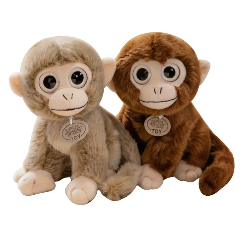 

1Pc 20cm Lovely Big Eyed Monkey Peluche Toy Kawaii Monkey Wear a Hang Tag Stuffed Soft Animal Doll Mascot Toy Birthday Gift