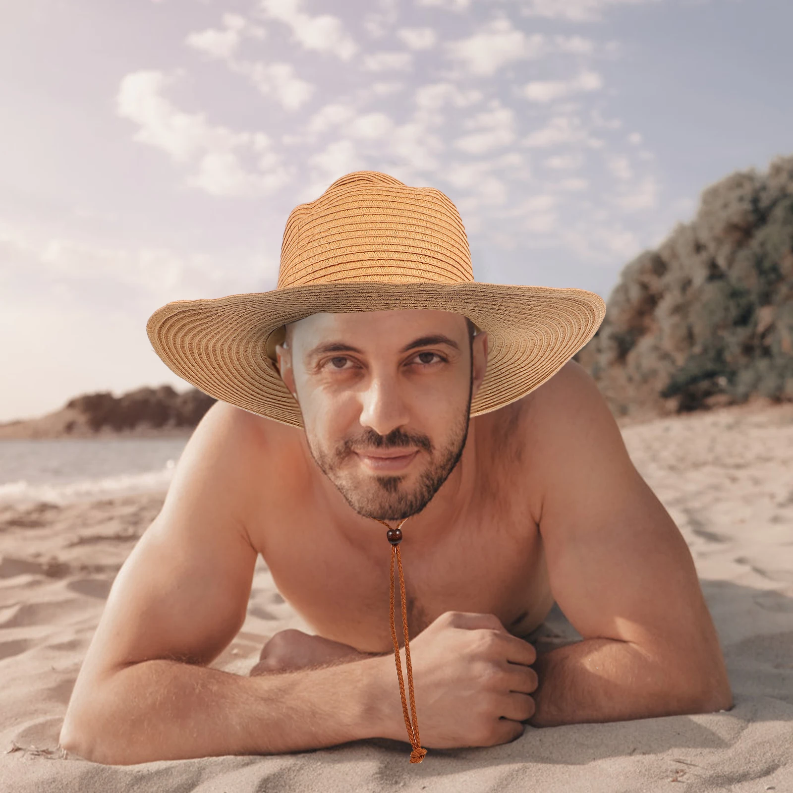 

Premium Straw Sunscreen Denim Hat Wide Brim Floppy Foldable Beige Cap Women Beach Sun Hat Gardening Camping Hiking Lightweight