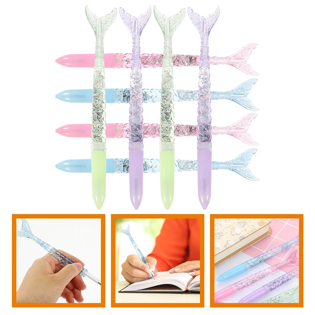 

8 Pcs Ink Pens Cartoon Mermaid Pen For Writing Shape ABS Smooth Writing Mermaid Ink Pens School Supplies Gifts