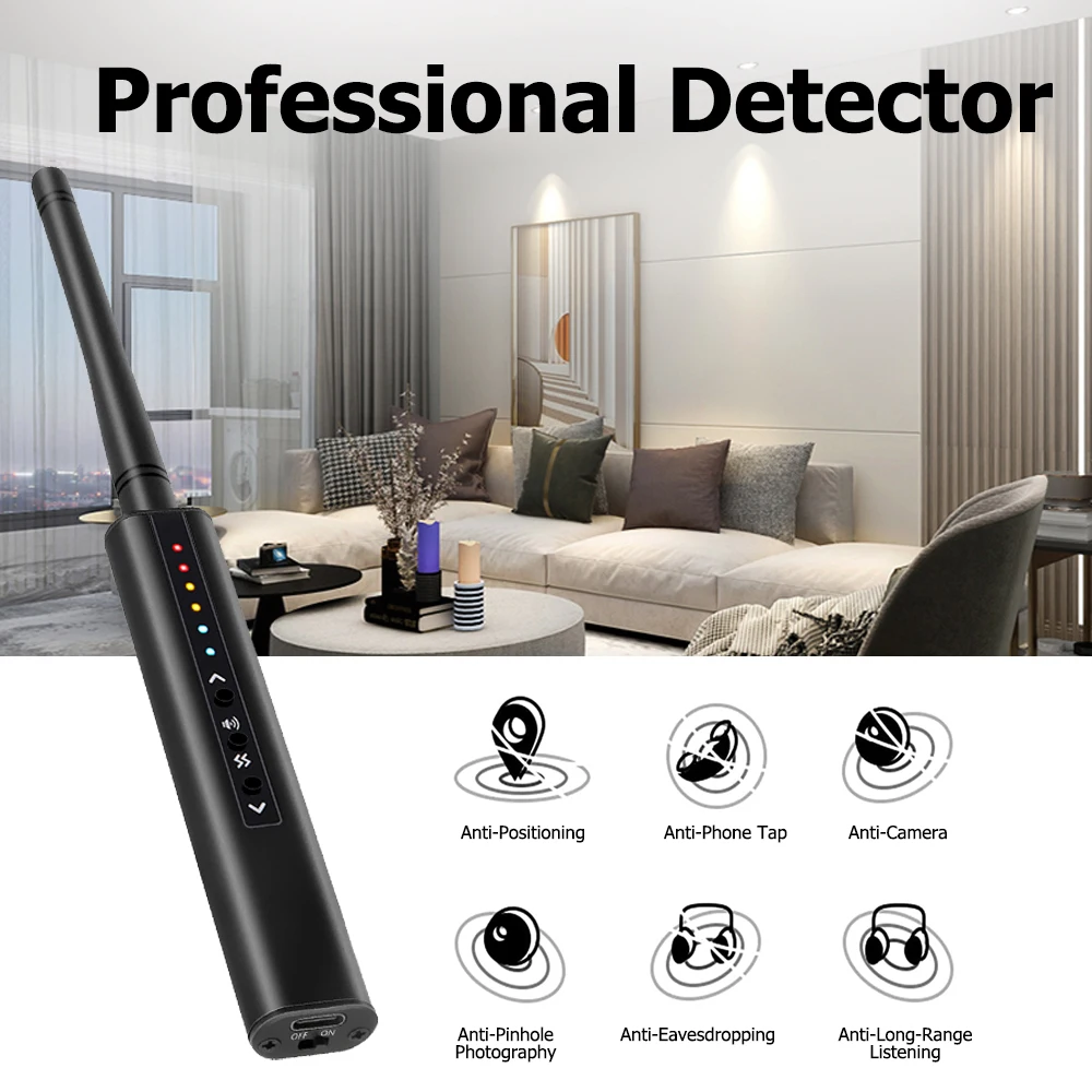 G728 Anti-Spy Detector Bug Spy-Camera GSM Audio Finder GPS Signal Lens RF Locator Tracker Detects Wireless Hidden Camera Scanner