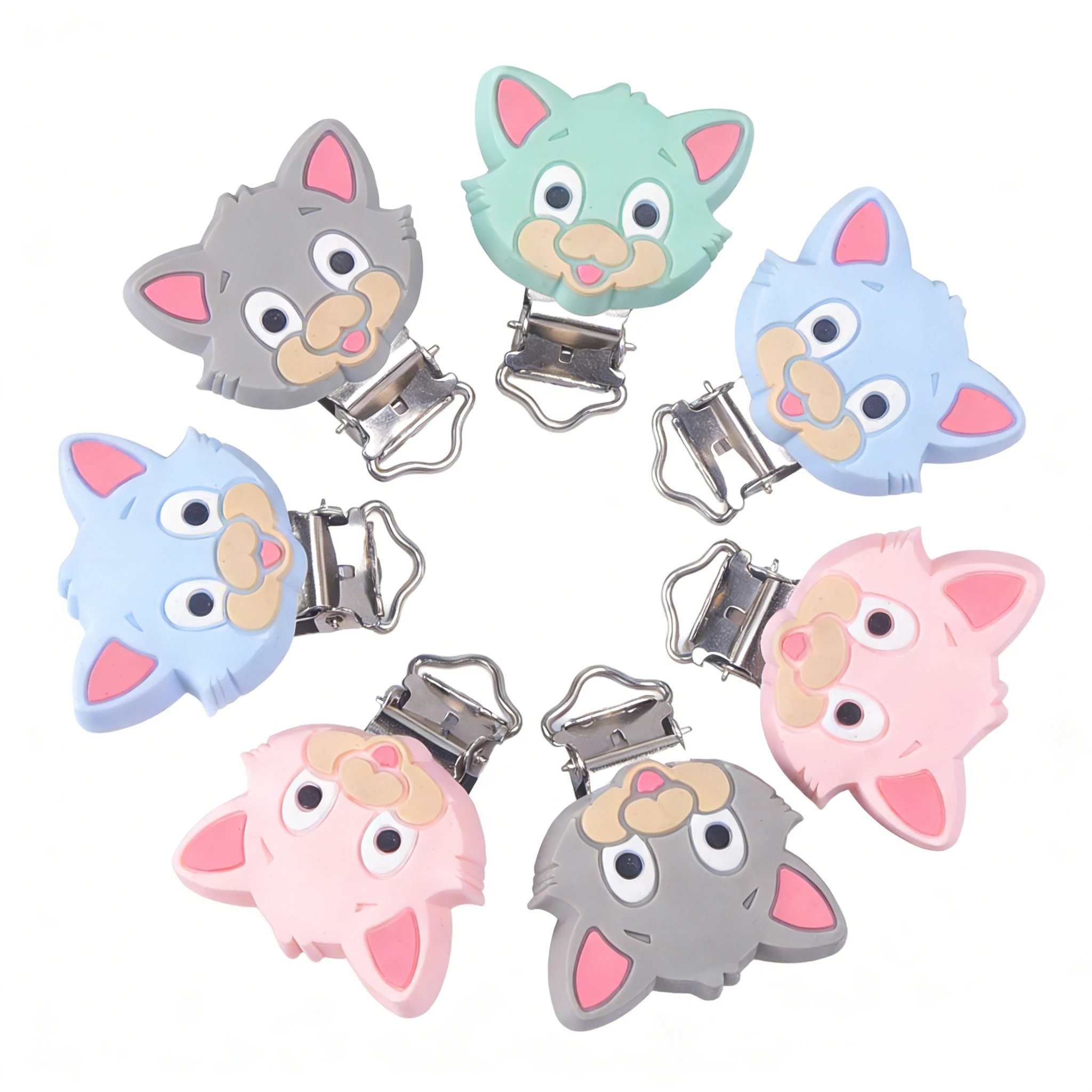 

LOFCA 4pcs/lot Silicone Pacifier Clip Cat Animal Shape Teething Soother Holder Baby Feeding Accessories Tools