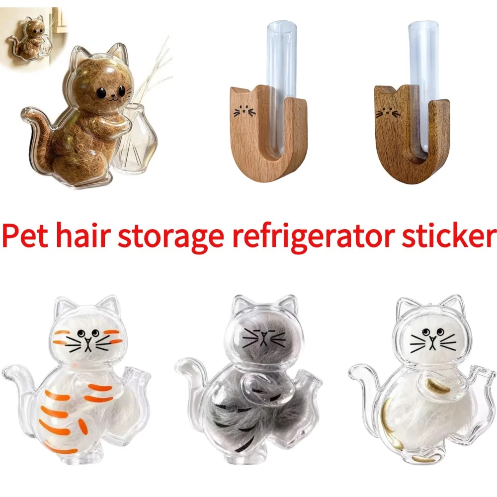 Cat Hair Memorial Storage Refrigerator Magnet Cat Fur Container Pets Keepsake Capsule Whiskers Fur Collector Fridge Magnet
