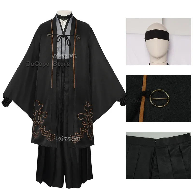YI01 Yorha 2B 9S Costume Cosplay Nier Automata Donna Uomo Parrucca Abiti Cosplay Stile Kimono Holloween Party Uniformi Nere DOJk8 * @