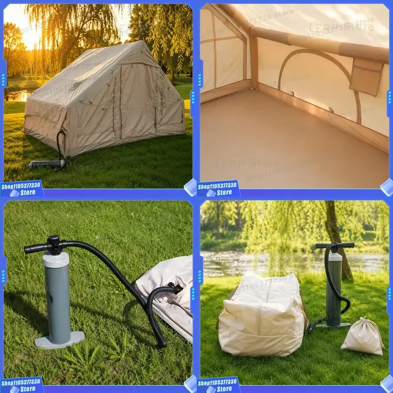 Affordable Entry-Level Inflatable Tent 6.3sqm Single Door 210D Oxford Cloth Outdoor Air Beam Cabin Khaki Lightweight Portable