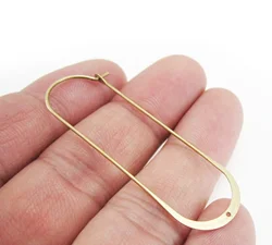 20pcs Long Ear Wires, Wine Glasss Hoops, French Ear Wires, Hammered Bottom, Earrings Making, Raw Brass, 52x20mm, Jewelry Supply