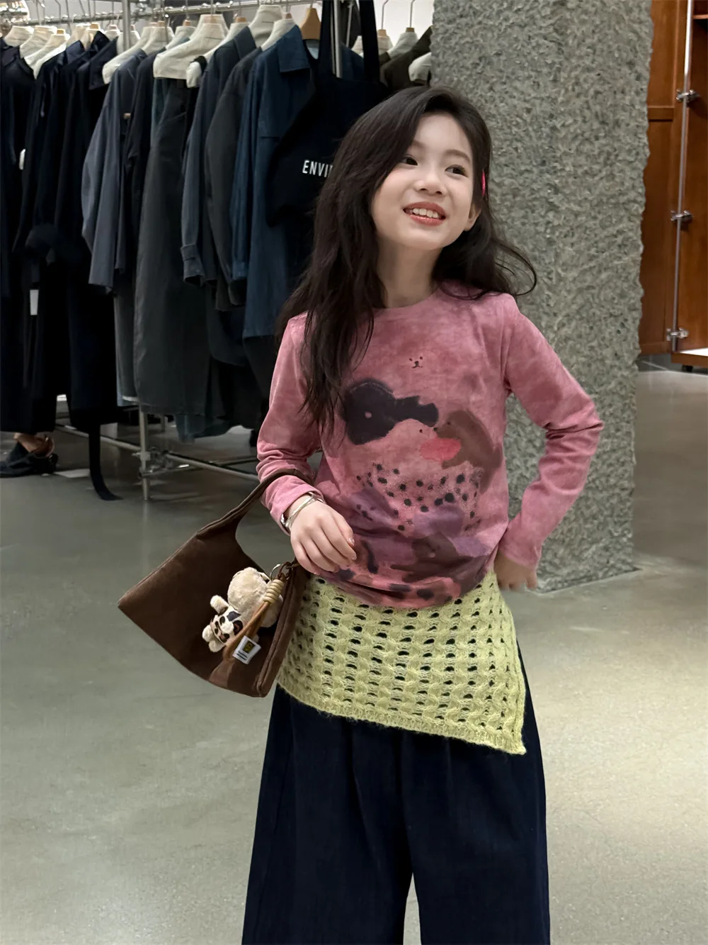 Long-sleeved Shirt Watermark Cartoon T-shirt Grils Children Autumn New Korean Loose Casual Sweet All-matching Fashionable