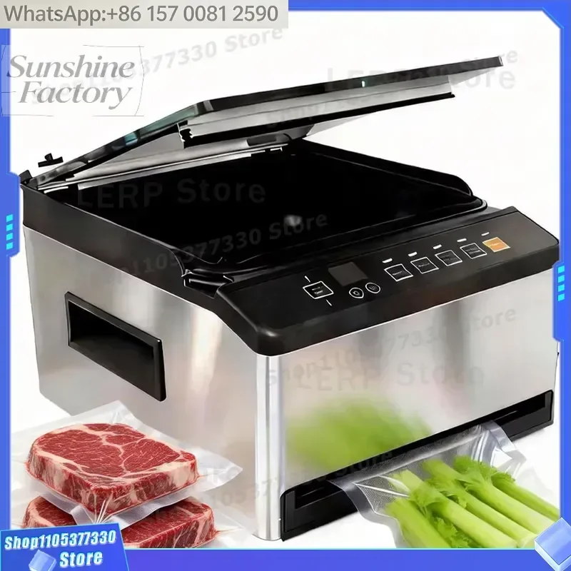 2 in 1 Commercial Vacuum Sealer Machine 98kPa Chamber Vacuum Sealer Double Sealing for Dry/Moist/Liquid Food Preservation