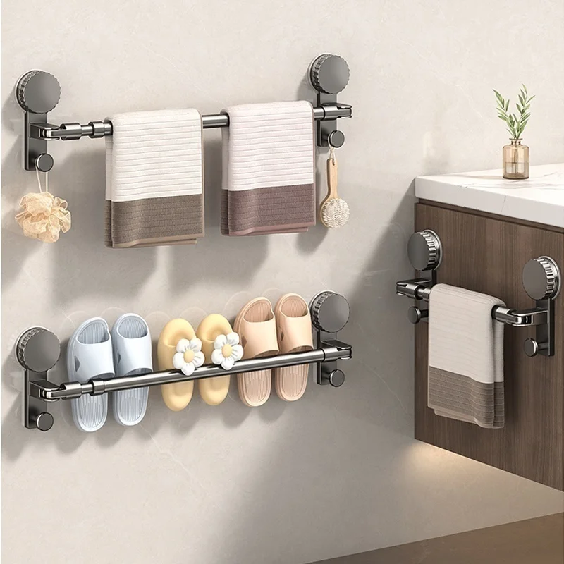 Extendable Rod 1pc Suction Cup Type Hook Rows For Kitchen Bathroom Corner Suspension Without Marks Hanger Hook