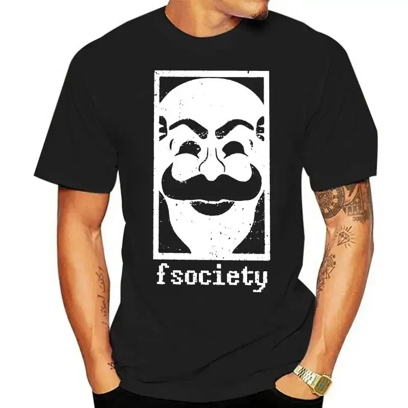 Cotton Short Sleeve Tees Plus Size T-Shirts Men Mr Robot T Shirts Hacker Fsociety Hacking Hack Corp Mask Malek Linux Programmer