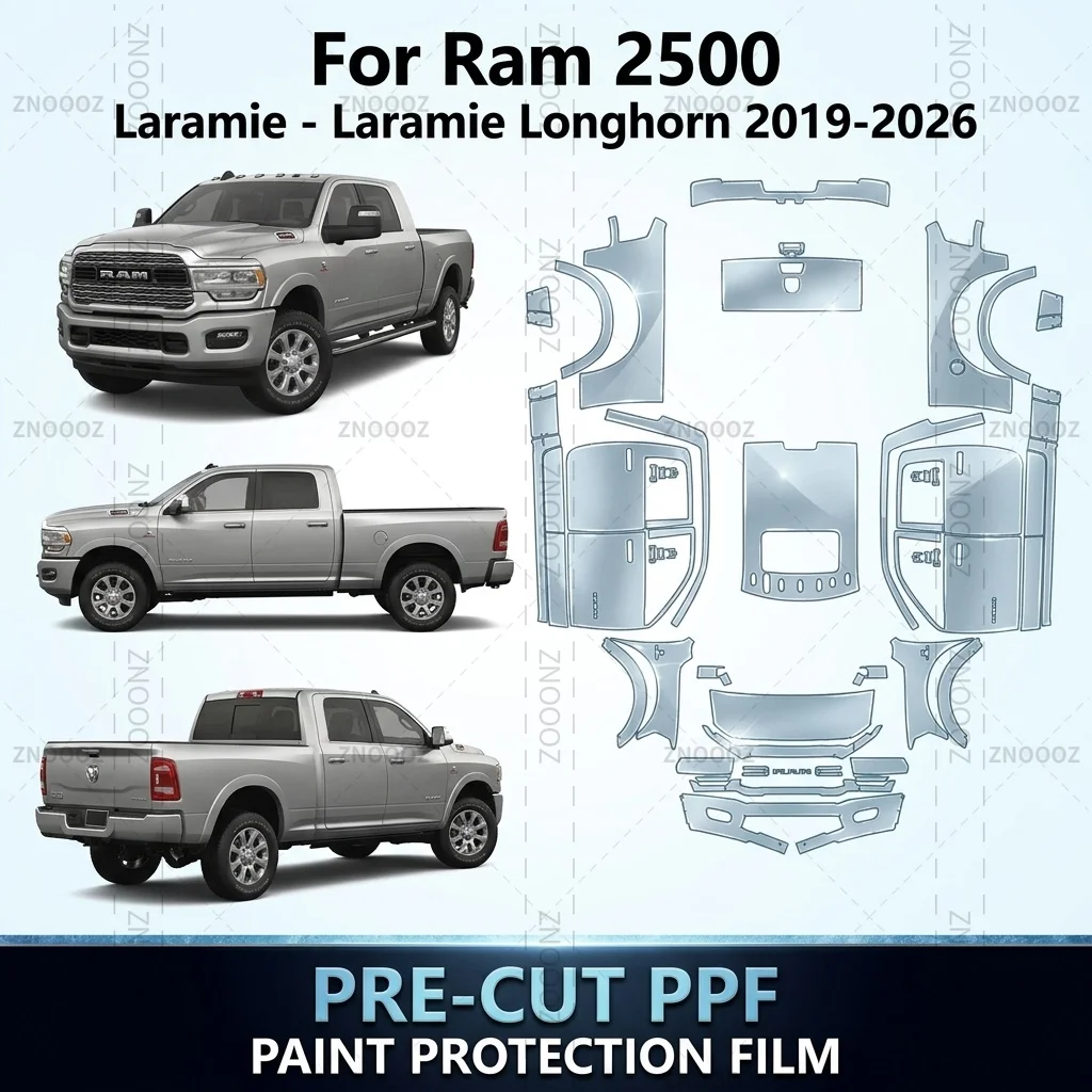 For Ram 2500 LaRamie LaRamie Longhorn 2019-2026 8.5Mil Precut PPF Paint Protection Film Full Vehicle Glossy Clear Matte Black