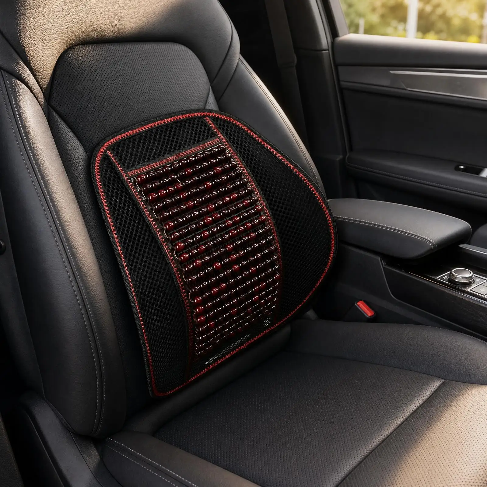 Wood Bead Mesh Ventilated Car Seat Cushion Breathable Support Back Pad Cooling Summer Auto Seat Cushion for Long Trip