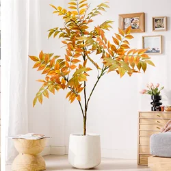 92-120cm (47.2 in) Artificial Banyan Tree False Sumac Autumn Leaves Ficus Plant Yellow Tall Palm Leaves Home Garden Decoration