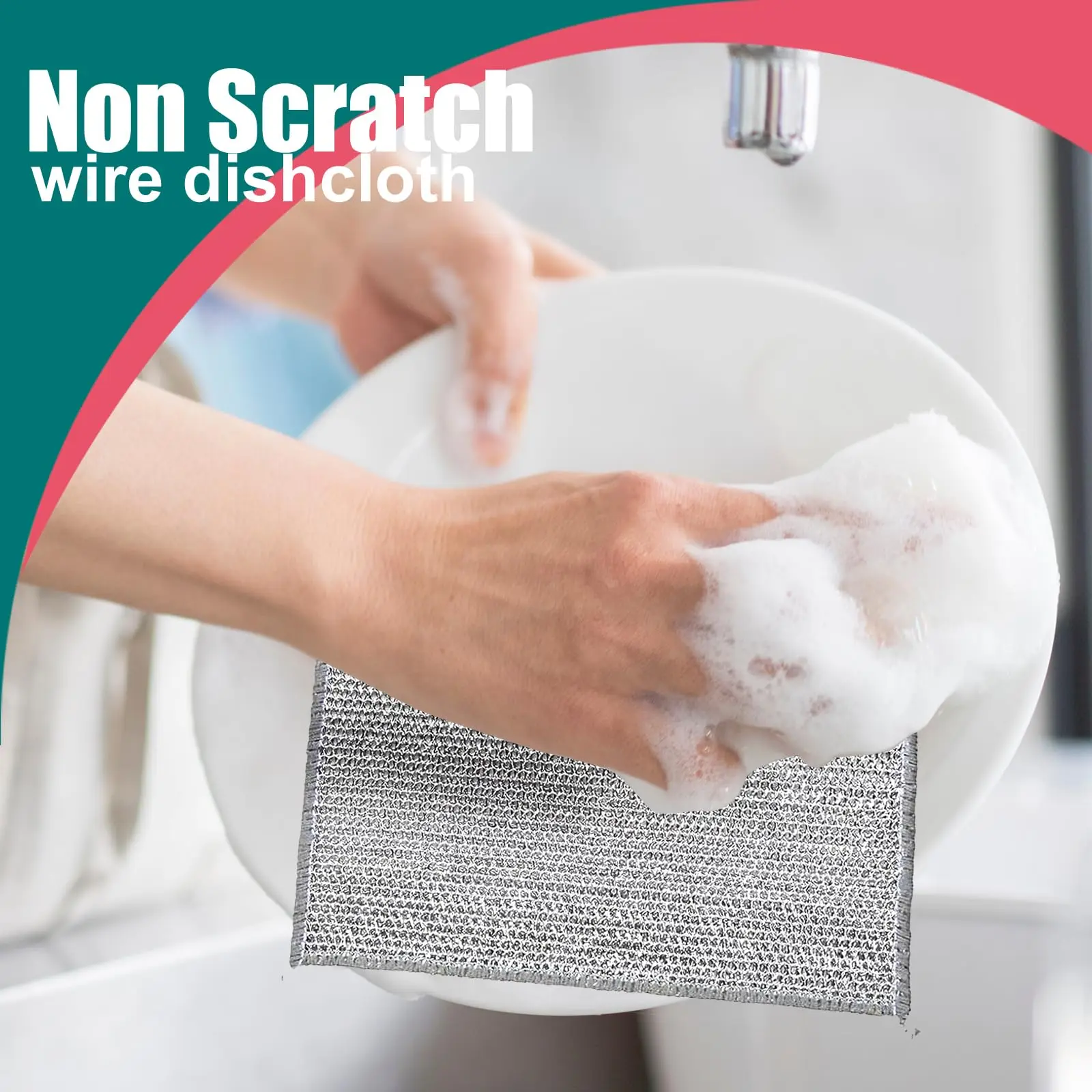 20/5pcs Reusable Wire Dishwashing Rags - Non-Scratch Multi purpose Cleaning Pads for Wet and Dry Dishcloths for Washing Dishes