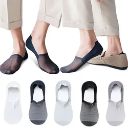 3pairs Socks for Men Summer Ultra-thin Invisible Men's Boat Sock Elastic Silicone Non-slip  Ankle Short Silk Sock No Show Sokken