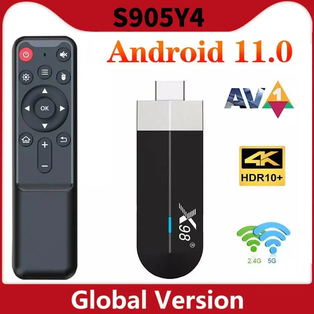 

Android 11 приставка Amlogic S905Y4 TV Stick X98 S500 AV1 Четырехъядерный 4K 60fps двойной Wifi BT Android 11,0 медиаплеер Dongle