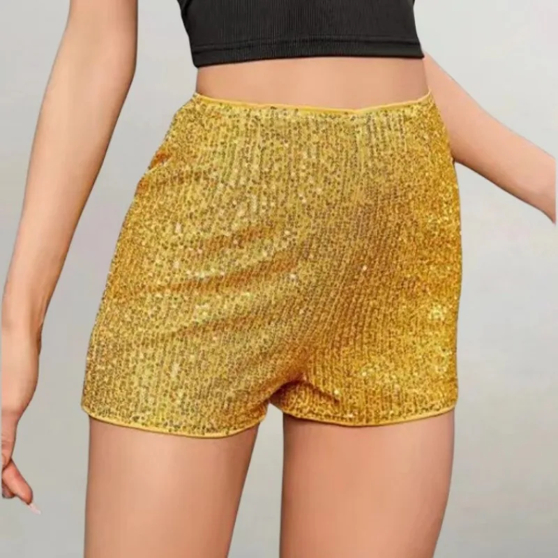 Fashion Multi-color Y2k Sequins Slim Hot Short Pants Mid Waist Sexy Straight Shorts Womens Clothing Streetwear New