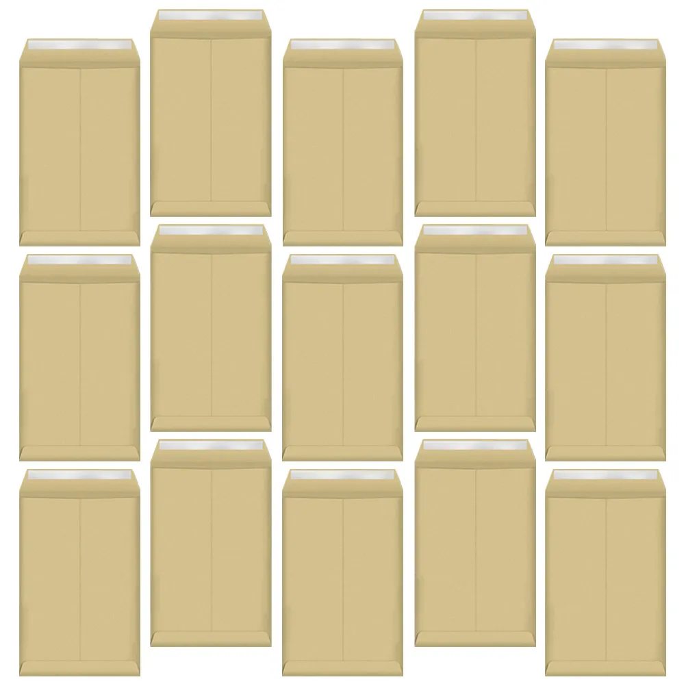 25Pcs Heavy-Duty Kraft Paper Pockets Self-Sealing File Envelopes for Office School Archive Mail Catalogs Brochures C4