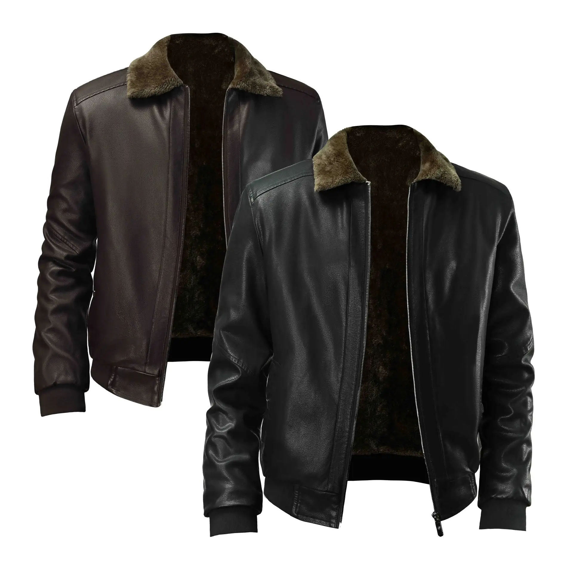 

Men's leather jacket fashionable lapel trend autumn and winter new leather jacket handsome motorcycle sui youth oversized jacket