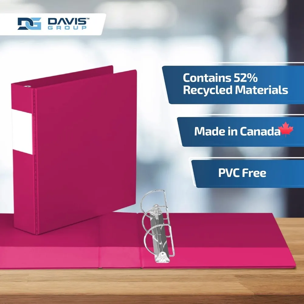 Premium Economy 6-Pack D-Ring Binders, 2 Inch, Pink, Ideal for School and Office Use, Large Capacity Storage