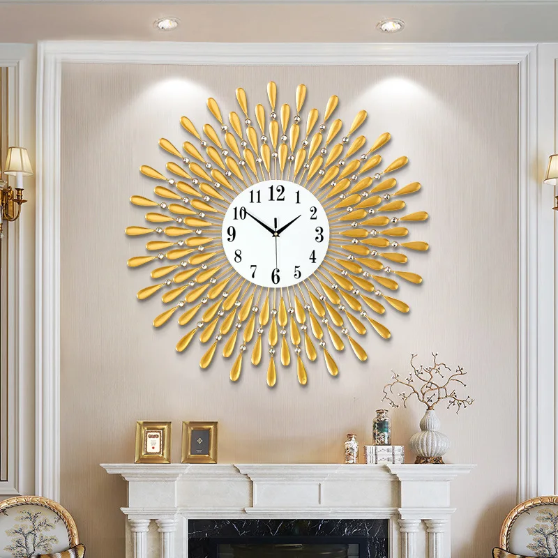 Crystal Sun Modern Style Silent Wall Clock 38X38cm, New Product Living Room Office Home Wall Decoration