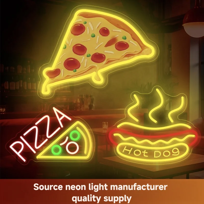 Pizza Burger Neon Light Store Decoration Logo Light Board Luminous Letters Atmosphere Arrangement Acrylic Light