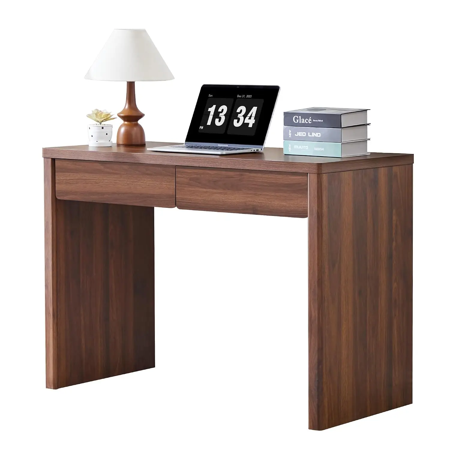 43 Inch Computer Desk With 2 Drawers, Modern Writing Table For Home Office, Work Desk With Storage For Bedroom, Customized