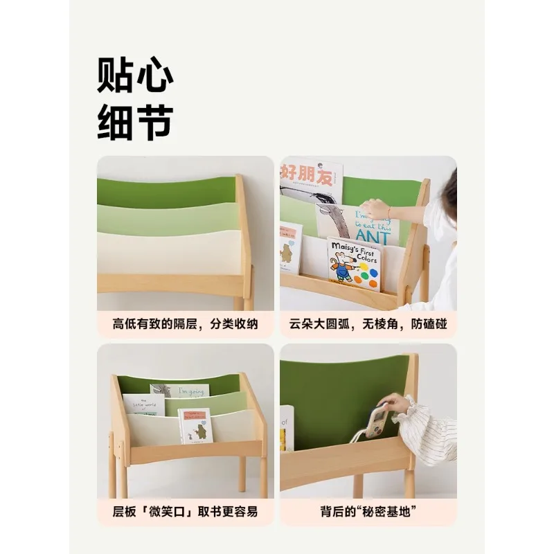 Children’s Floor-Standing Book Display & Organizer – Solid Wood Picture Book Shelf Bookshelves Book Rack for Room