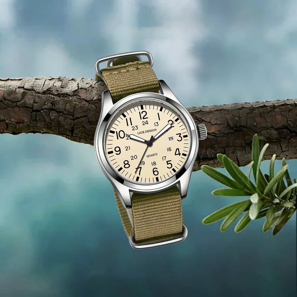 LIGE Mens Watches Luminous Hands Clock Luxury Military Sports Date Quartz Wristwatch Men Casual Nylon Watch Relogio Masculino
