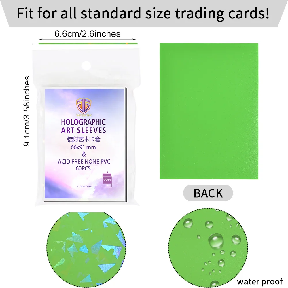 Vorinclex 60Pcs Holographic Card Sleeves 66x91mm Glitter Shard Card Protector For TCG MTG PKM Kpop 9 Colors Available