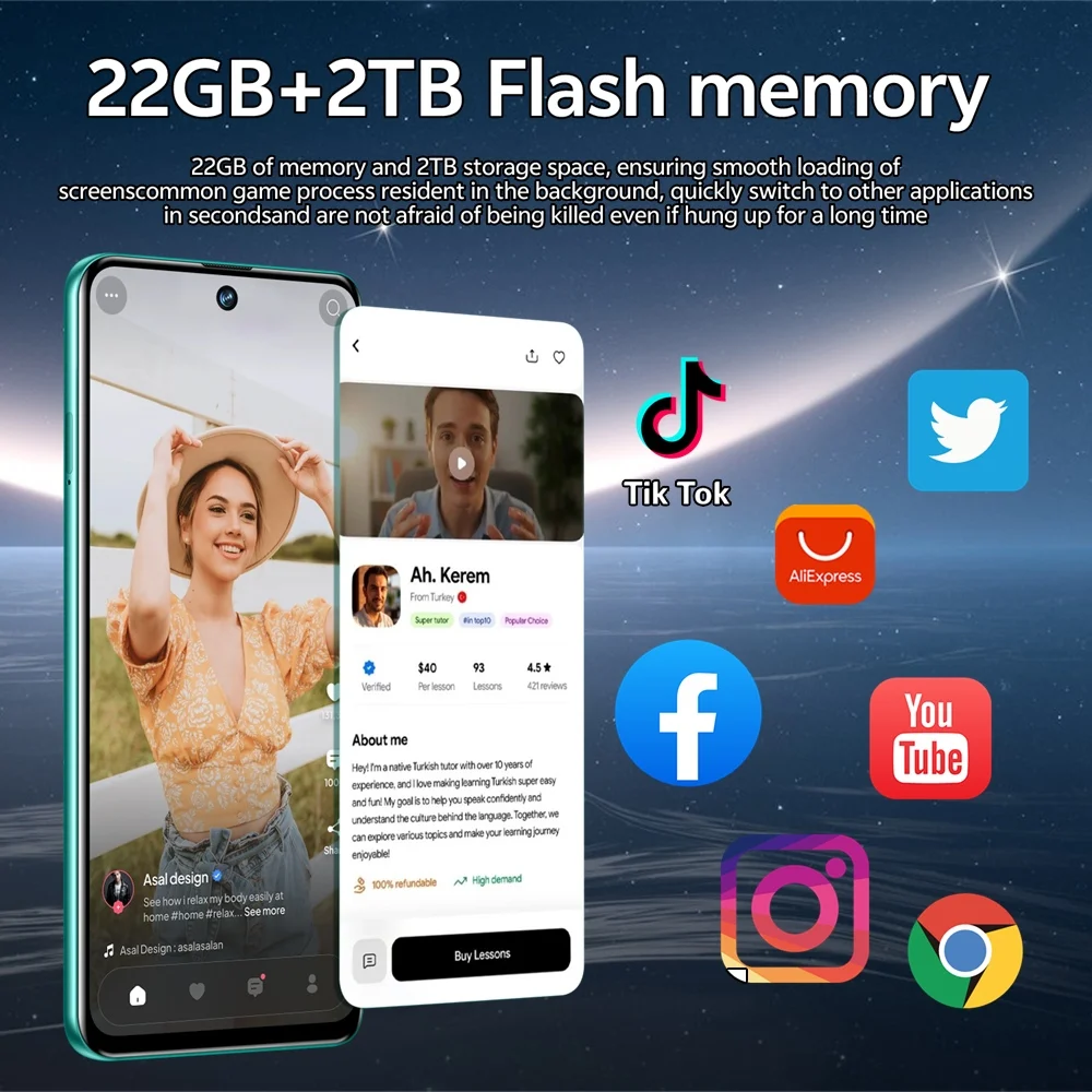 K-Touch C26 Ultra Mobile Phones Smartphone Android 7.3 Inch Cell Phone 22GB 2TB 8000mAh Octa Core Face Unlock 5G Dual SIM 16+48MP Camera Cellphones