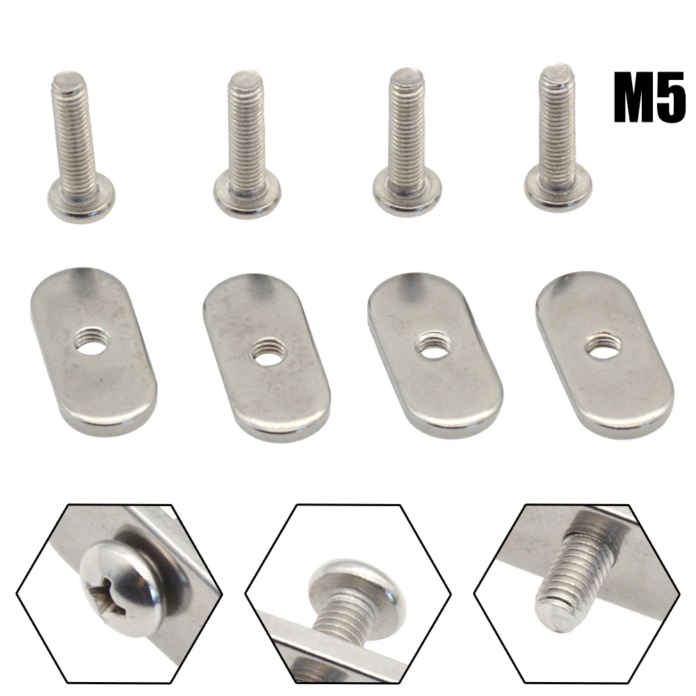 Screw Track Nut Boat Accessories Canoe Parts 4Pcs For Kayak M5 Screws Nuts Rail Track Mount Silver Tie Down Eyelet