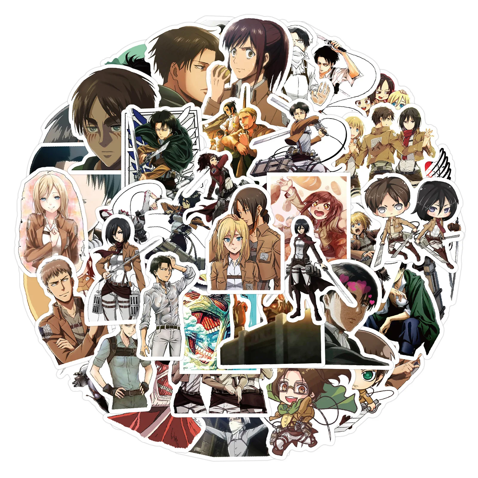 50 Uds. De pegatinas de grafiti de dibujos animados de Attack On Titan, calcomanías impermeables para ordenador portátil, equipaje, monopatín, motocicleta, casco de bicicleta