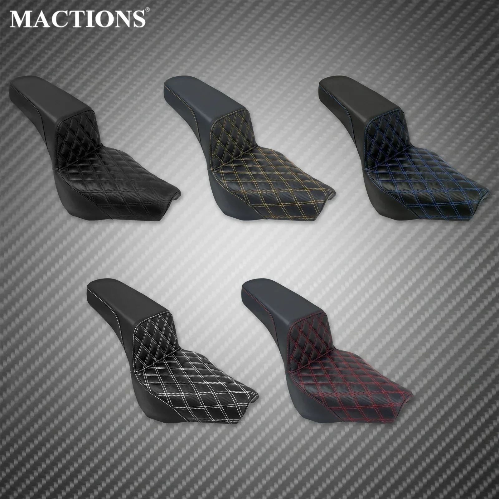 

2-Up Motorcycle Front Rear Seat Driver Passenger Seat Black PU Leather Cushion For Harley Softail Heritage Street Bob 2018-2025
