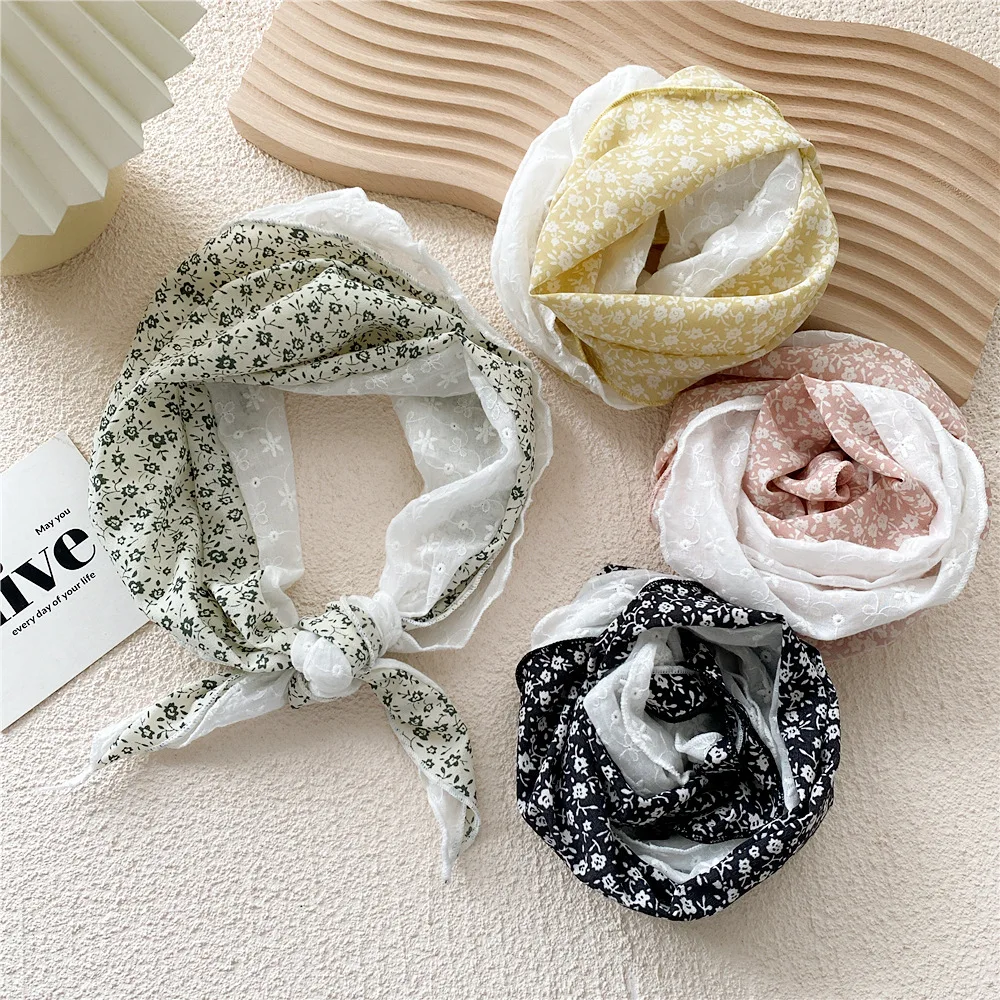 

55*55*100cm Flower Lace Diamond Joining Together Triangle Scarf Hairscarf Neck Ring Bandanas Shawl Turban Wrap