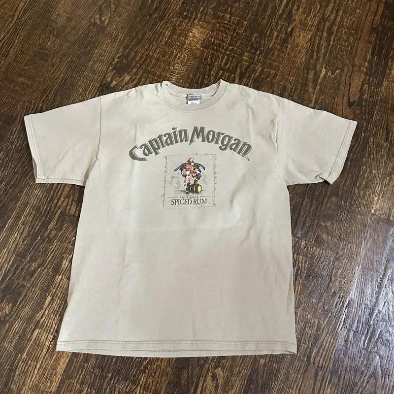 Captain Morgan T shirt Men Size XL TAN Liquor Alcohol Promo Jerzees Brand