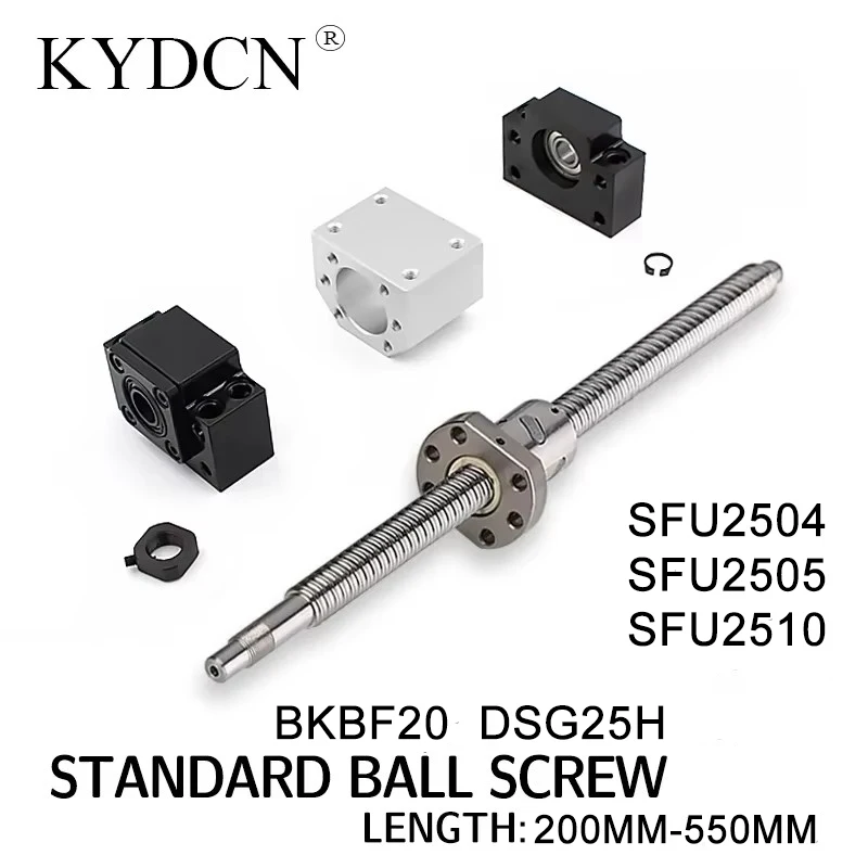 SFU2504 SFU2505 SFU2510  Ball screw Length 200-550mm nut nut seat plus BKBF20 support seat ball screw set